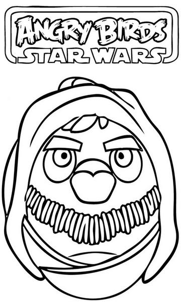 kolorowanka Angry Birds Star Wars malowanka do wydruku Obi-Wan Kaboomi czyli Obi Wan Kenobi nr 15