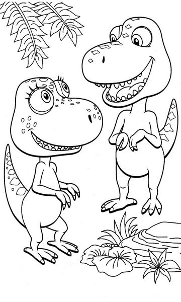 kolorowanka Dinopociąg malowanka do wydruku z dinozaurami dla dzieci z bajki, obrazek nr 10