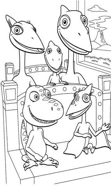 kolorowanka Dinopociąg malowanka do wydruku z dinozaurami Pan i Pani P rodzice oraz dzieci Bratek, Mała i Sam, obrazek nr 16