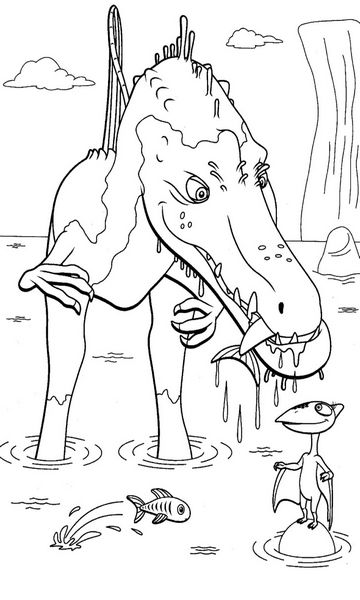 kolorowanka Dinopociąg malowanka do wydruku z dinozaurami dla dzieci z bajki, obrazek nr 17