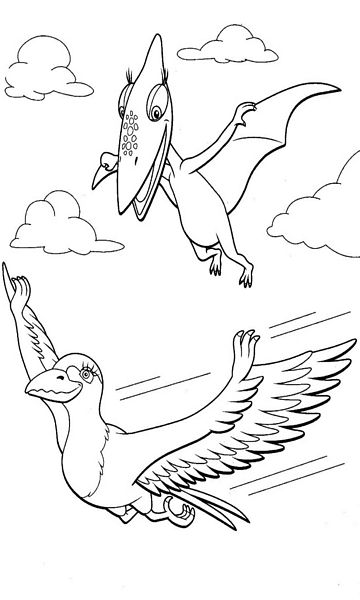 kolorowanka Dinopociąg malowanka do wydruku Pteranodonek z rozpostarymi skrzydłami jak ptak, obrazek nr 24