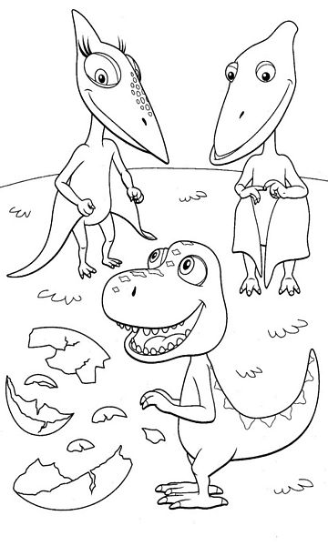 kolorowanka Dinopociąg malowanka do wydruku z dinozaurami dla dzieci z bajki, obrazek nr 28