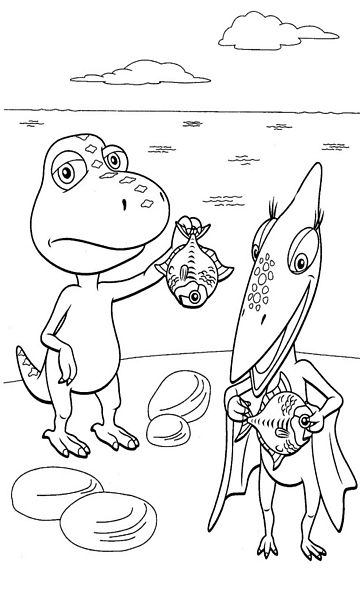 kolorowanka Dinopociąg malowanka do wydruku z dinozaurami dla dzieci z bajki, obrazek nr 30