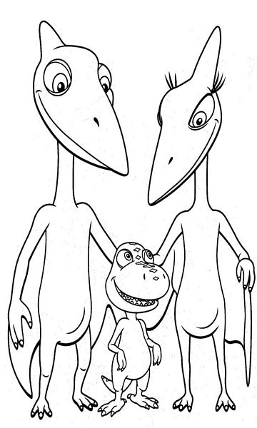 kolorowanka Dinopociąg malowanka do wydruku z dinozaurami Pan i Pani P oraz Bratek, obrazek nr 34