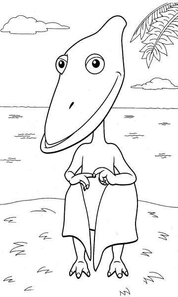 kolorowanka Dinopociąg malowanka do wydruku z dinozaurami dla dzieci z bajki, obrazek nr 35