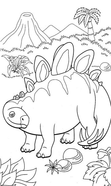 kolorowanka Dinopociąg malowanka do wydruku z dinozaurami dla dzieci z bajki, obrazek nr 37