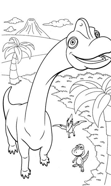 kolorowanka Dinopociąg malowanka do wydruku z dinozaurami dla dzieci z bajki, obrazek nr 39