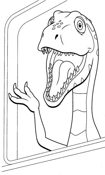 kolorowanka Dinopociąg malowanka do wydruku z dinozaurami dla dzieci z bajki, obrazek nr 41