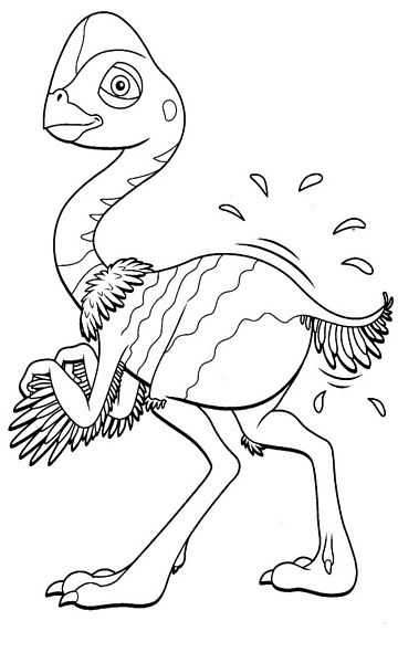 kolorowanka Dinopociąg malowanka pierzasty dinozaur do wydruku z bajki, obrazek nr 51