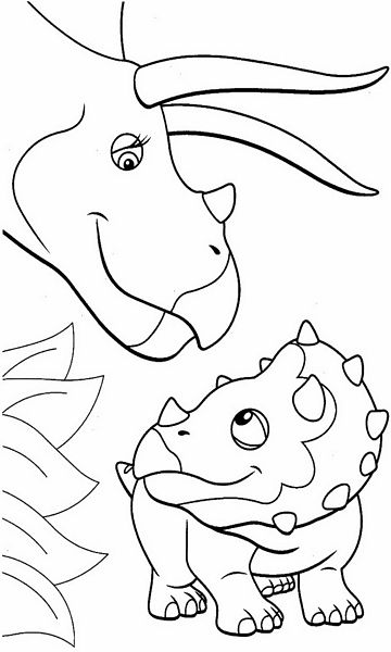 kolorowanka Triceratops dziecko z bajki Dinopociąg malowanka do wydruku, obrazek nr 59