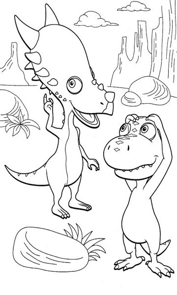 kolorowanka Dinopociąg malowanka do wydruku z dinozaurami dla dzieci z bajki, obrazek nr 5