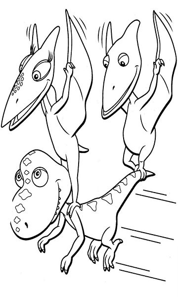 kolorowanka Dinopociąg malowanka do wydruku Tyranozaur Bratek z rodzeństwem Pteradonów, obrazek nr 66