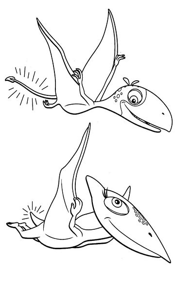 kolorowanka Dinopociąg malowanka do wydruku latające dinozaury dla dzieci z bajki, obrazek nr 70