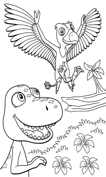 kolorowanka Dinopociąg malowanka do wydruku Bratek i pierzasty dinozaur dziecko, obrazek nr 71