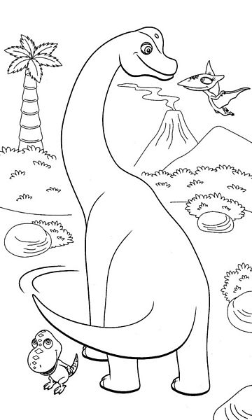 kolorowanka Dinopociąg malowanka do wydruku dinozaur dla dzieci z bajki, obrazek nr 73