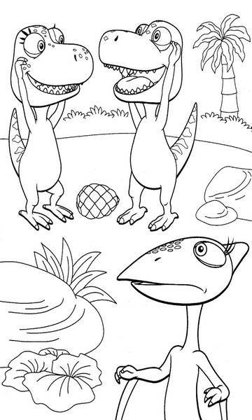 kolorowanka Dinopociąg malowanka do wydruku z dinozaurami dla dzieci z bajki, obrazek nr 74