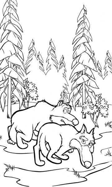 kolorowanka Wilki z bajki Masza i Niedźwiedź malowanka do wydruku, obrazek z bajki nr 63