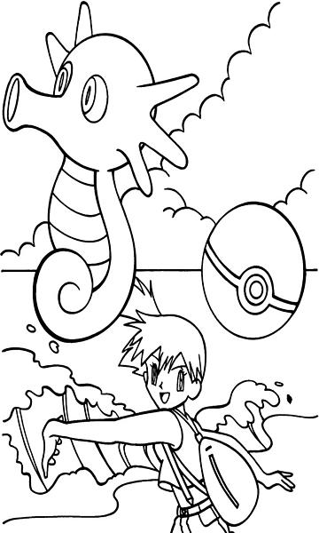 kolorowanka Pokemon Misty i jej Horsea malowanka do wydruku nr 31